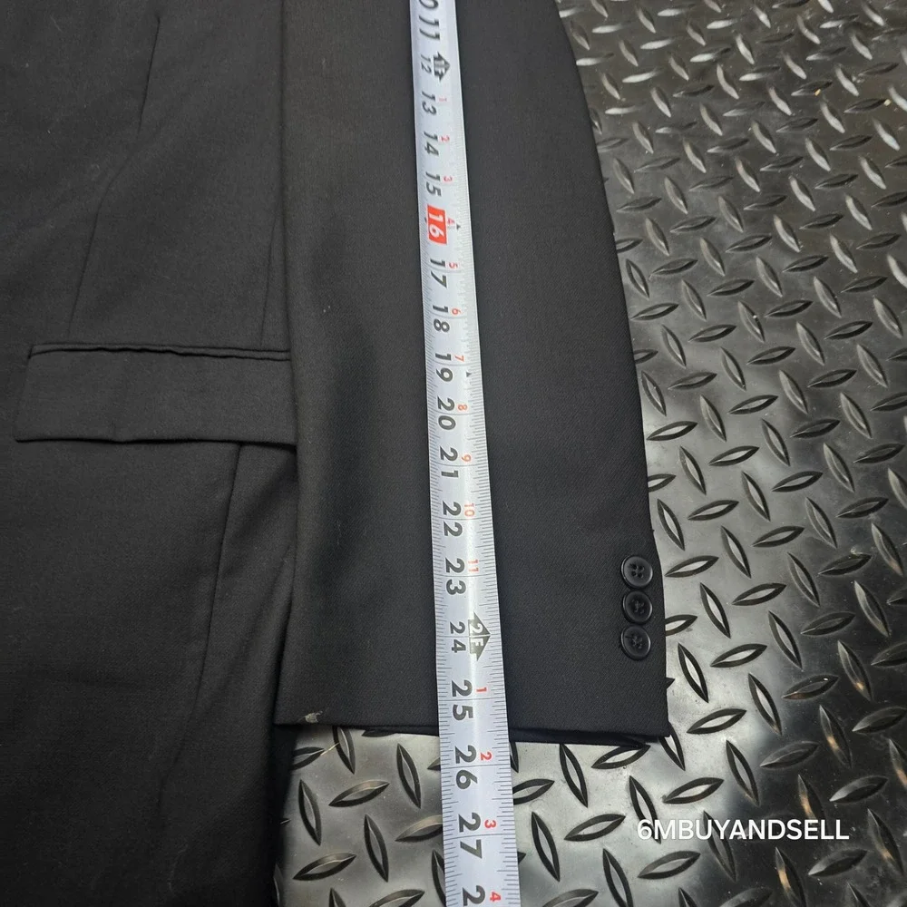 Ralph Lauren Mens 44R Black Wool Blazer 3-Button Sport Coat Made in Canada 44 R